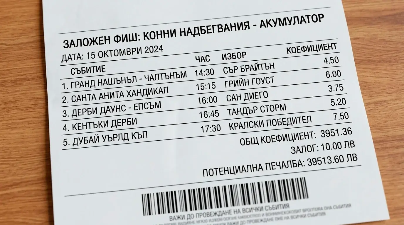 Резултати от акумулаторен залог при конни надбягвания