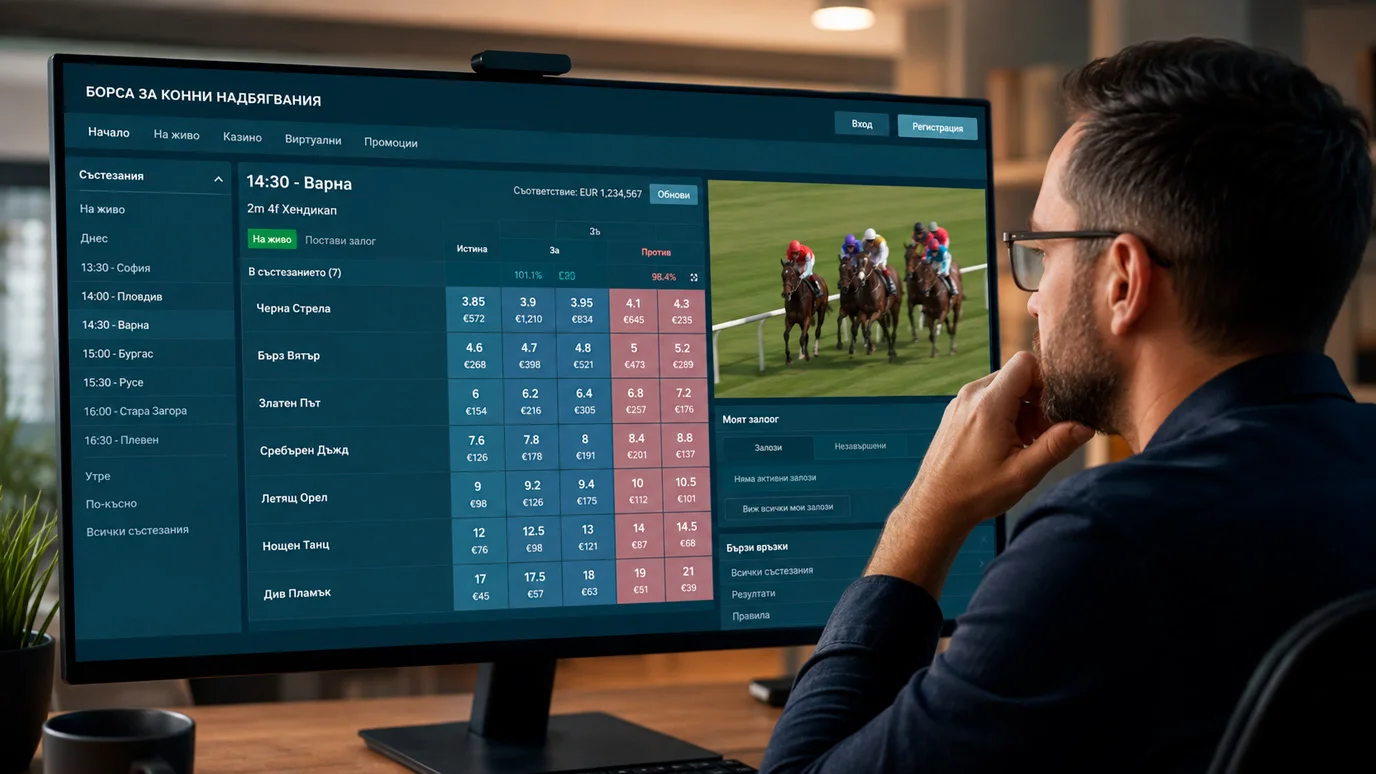 Betfair конни надбягвания — Exchange борса и lay залози от България