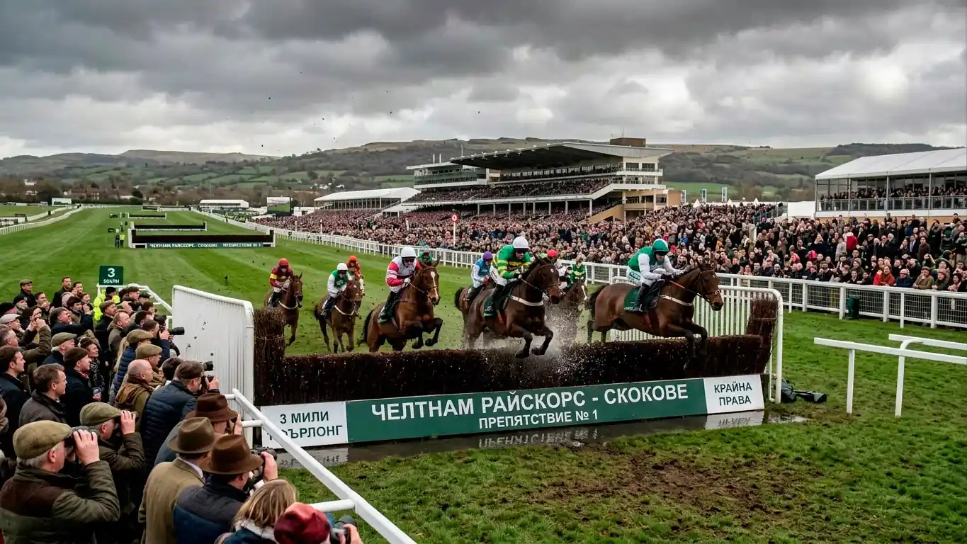 Cheltenham Festival — хиподрум с трибуни по време на надпревара