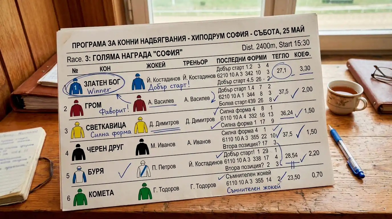Анализ на race card за хандикап конно надбягване