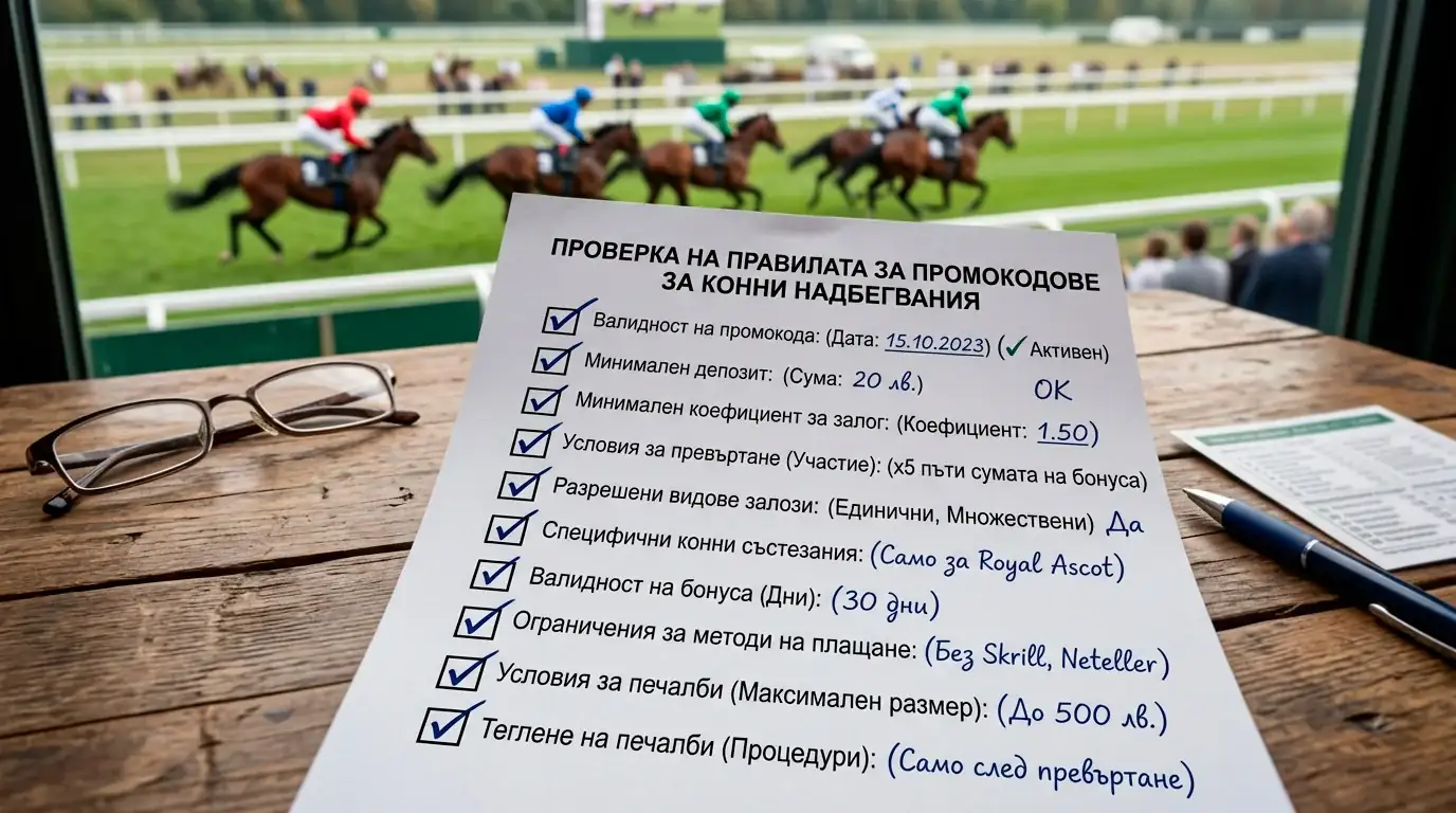 Чеклист за условията на промокоди при конни надбягвания