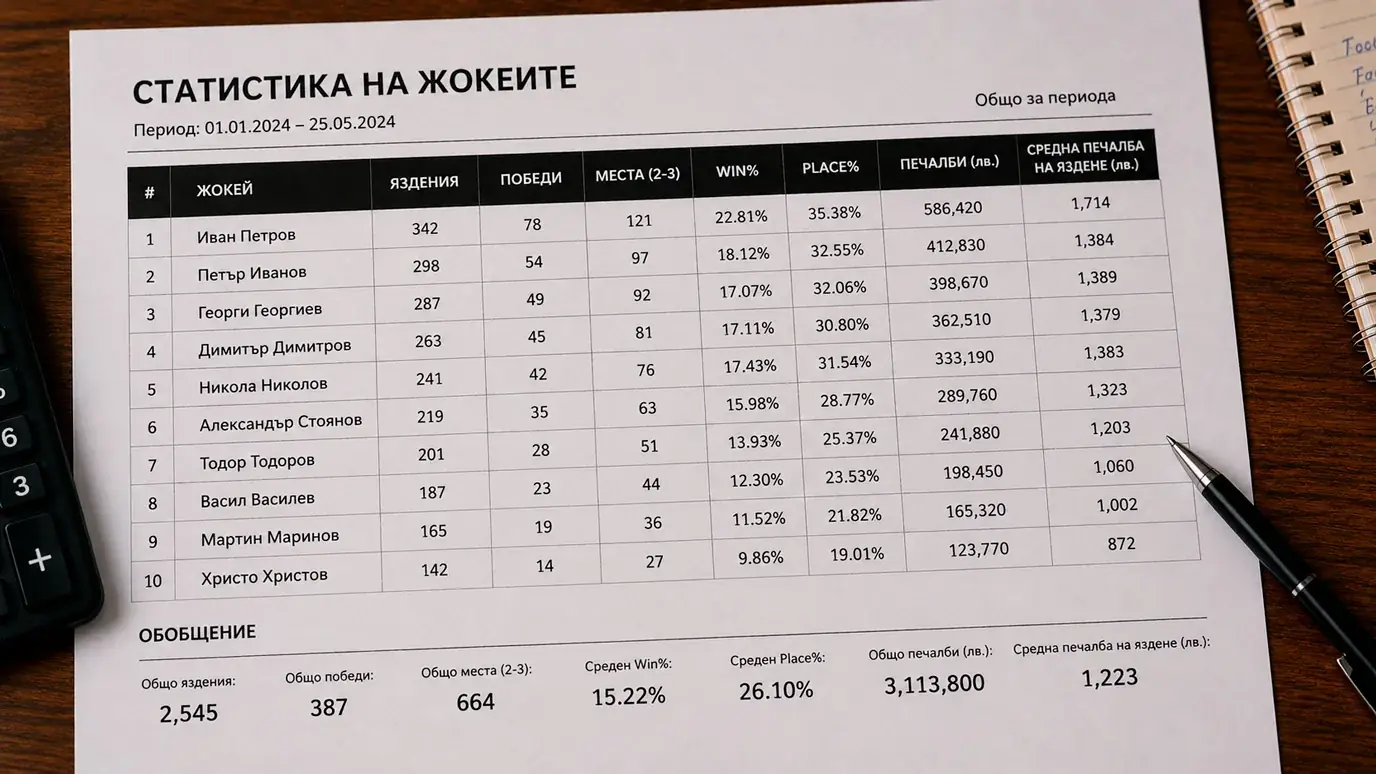 Жокей Win% статистики при конни надбягвания — ключова метрика